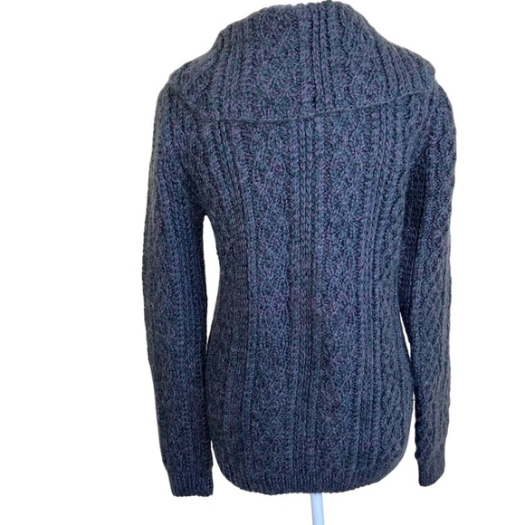 Vintage Mohair Blend Hand Knit Cardigan Sweater Fisherman Cable Knit Cozy Sz S - Picture 8 of 16